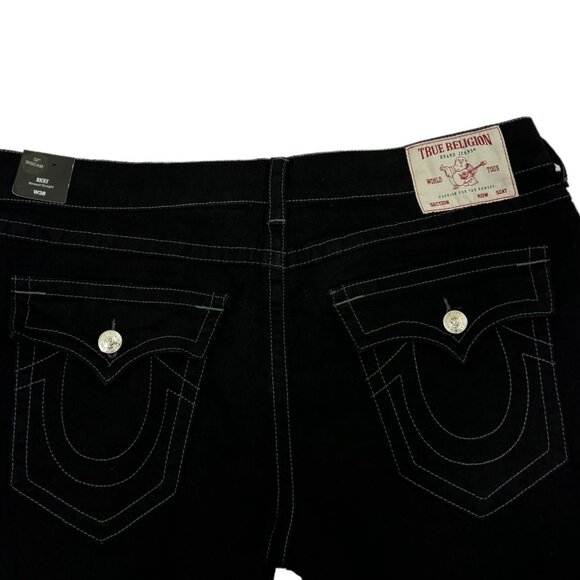 True Religion Men's Black 38 x 32 Jeans Ricky Flap Relaxed Straight Denim New - Picture 5 of 6